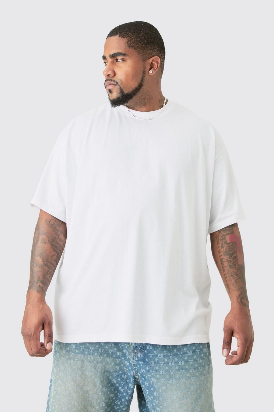 White Plus Oversized Crew Neck T-shirt