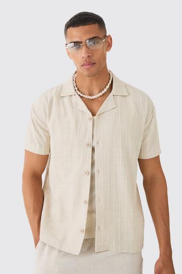 Linen Look Revere Stripe Shirt white