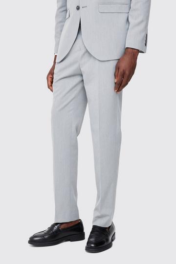 Fixed Waist Pleat Front Straight Tailored Trousers grey