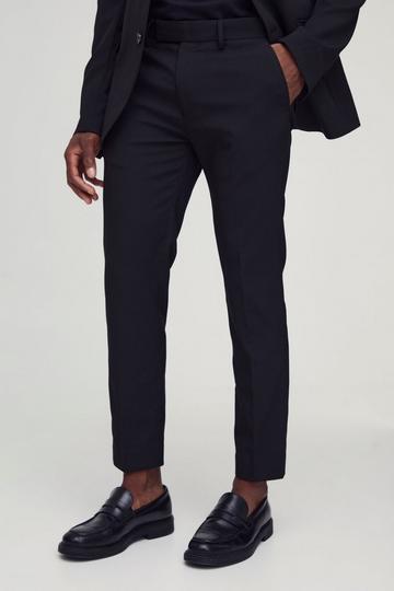 Skinny Fit Cropped Tailored Trousers black