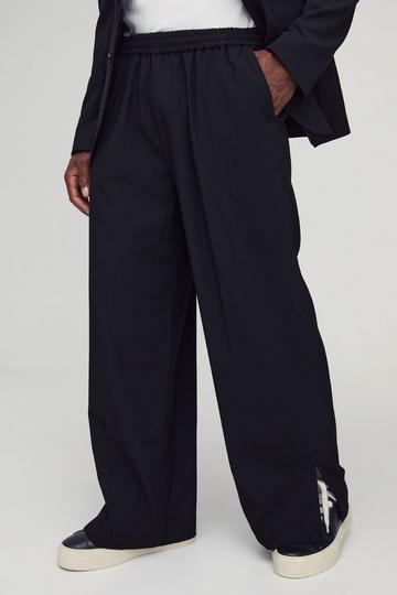 Elastic Waist Split Hem Wide Leg Tailored Trousers black