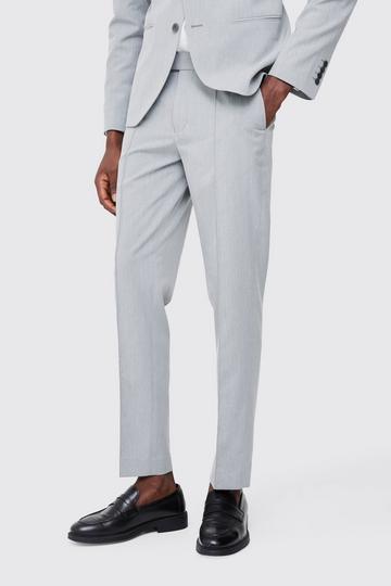 Fixed Waist Slim Pintuck Tailored Trousers grey