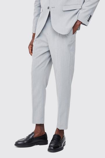 Fixed Waist Pleat Front Tapered Tailored Trousers grey