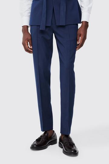 Fixed Waist Slim Pintuck Tailored Trousers navy