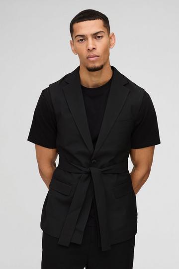 Single Breasted Sleeveless Suit Jacket black