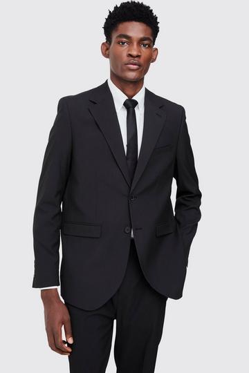 Single Breasted Straight Fit Suit Jacket black