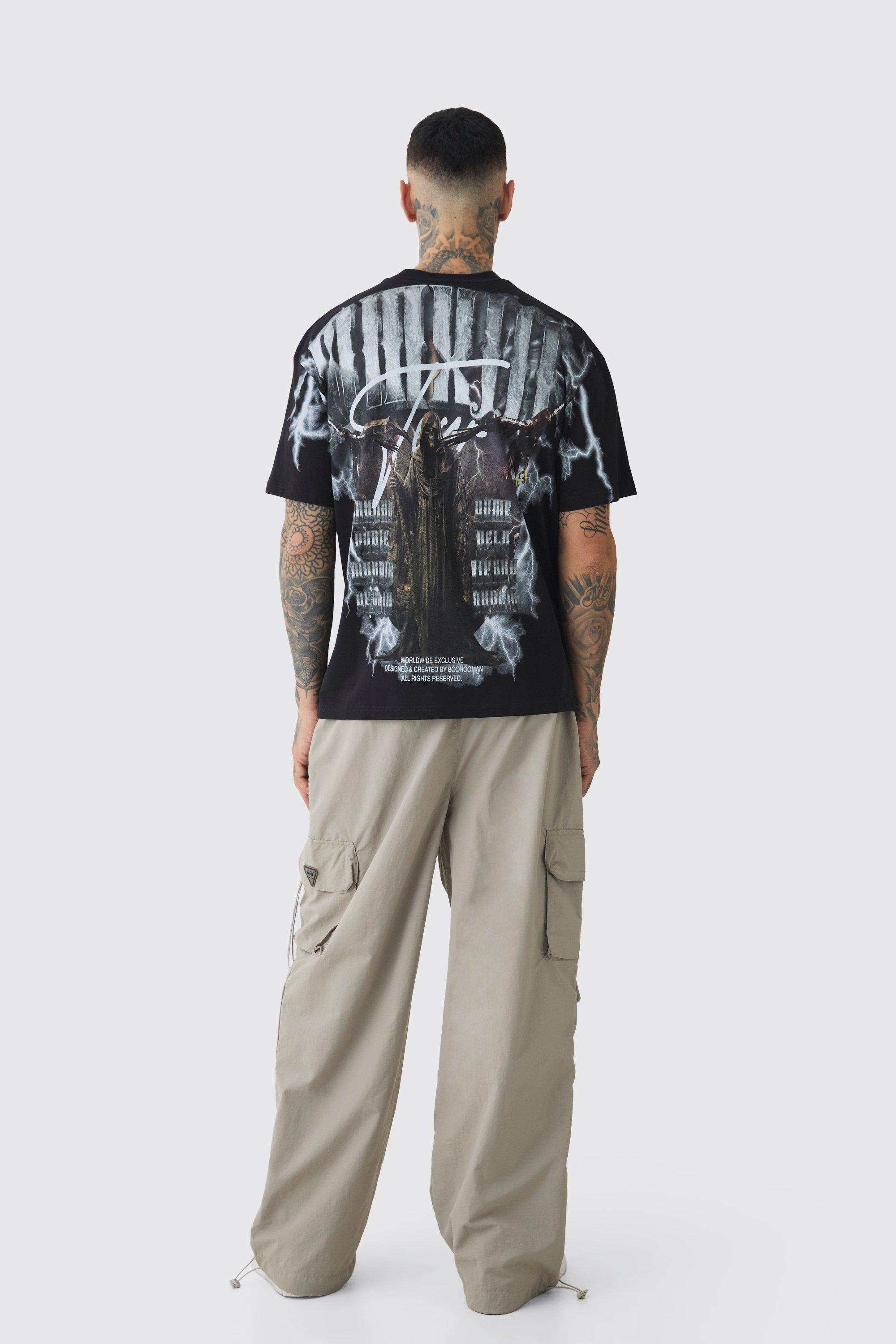 Tall Crinkle Nylon Cargo Parachute Pants In Stone | boohoo USA