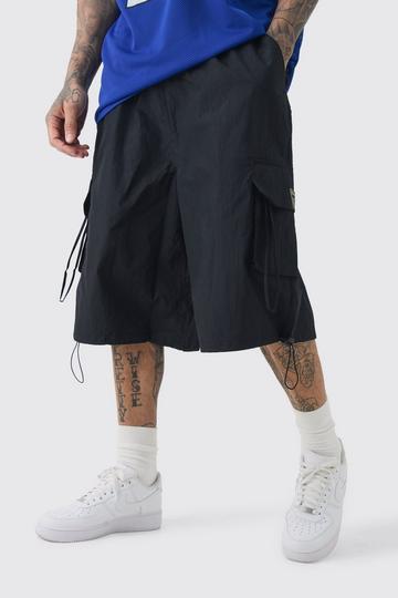 Tall Crinkle Nylon Cargo Parachute Shorts In Black black