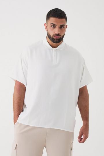 White Plus Linen Polo In White