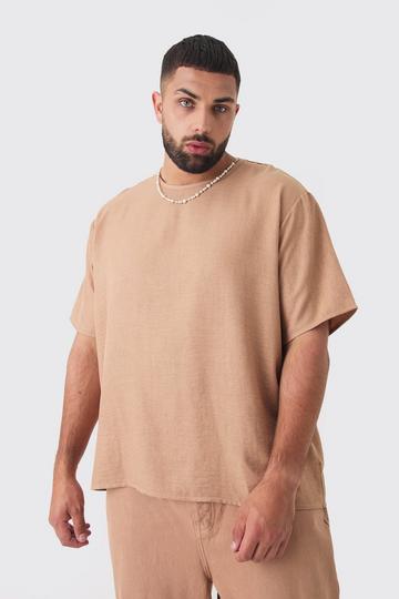 Plus Oversized Linen T-shirt taupe