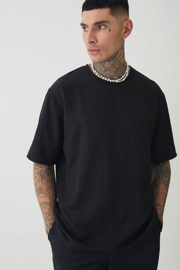 Black Tall Oversized Linen T-shirt In Black