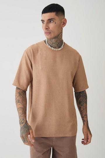 Tall Oversized Linen T-shirt taupe