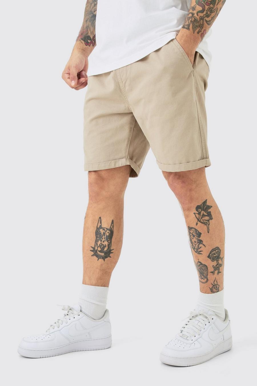 Slim-Fit Bermuda-Shorts mit elastischem Bund, Stone
