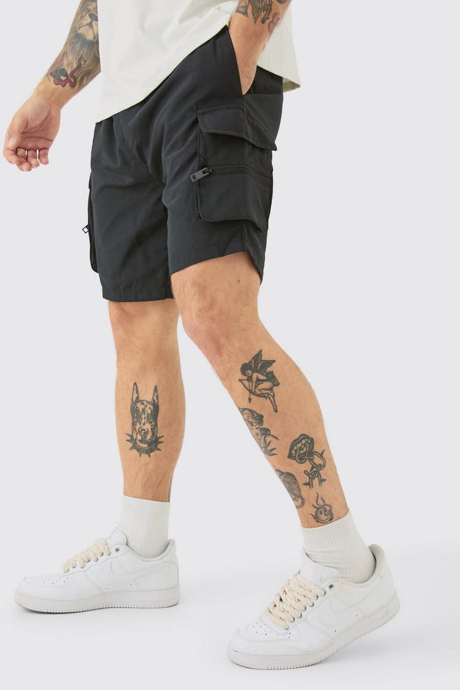 Black Shorts Met Cargo Zakken, Elastische Taille En 3D Rits image number 1