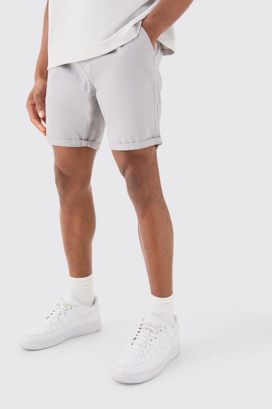 Slim-Fit Bermuda-Shorts mit elastischem Bund, Grey