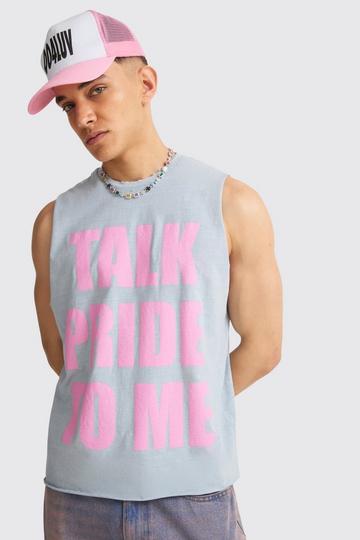 Boxy Talk Pride To Me Distressed Tank charcoal