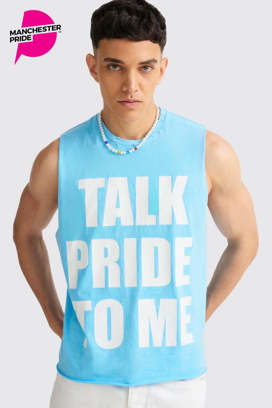 Blue Boxy Talk Pride To Me Distressed Tank image number 1