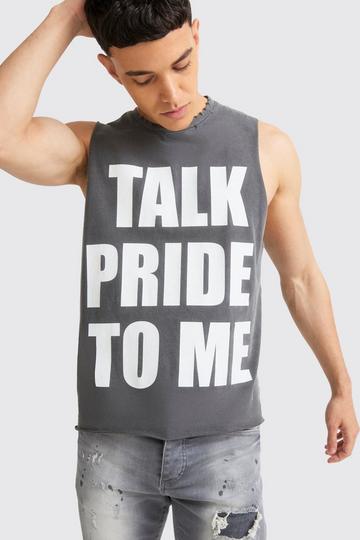 Black Boxy Talk Pride To Me Distressed Tank