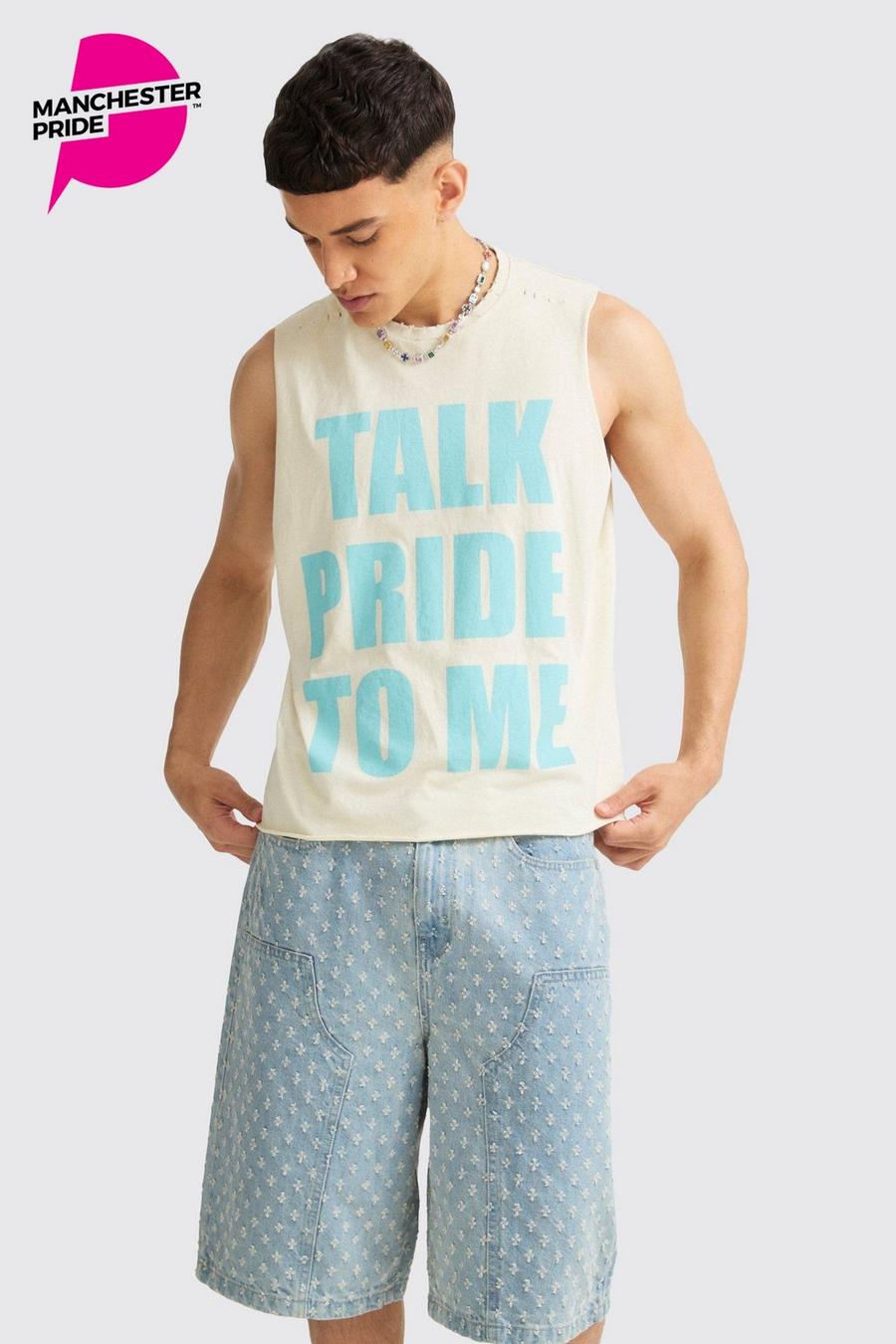 Black Oversized Boxy Talk Pride To Me Distressed Tank image number 1