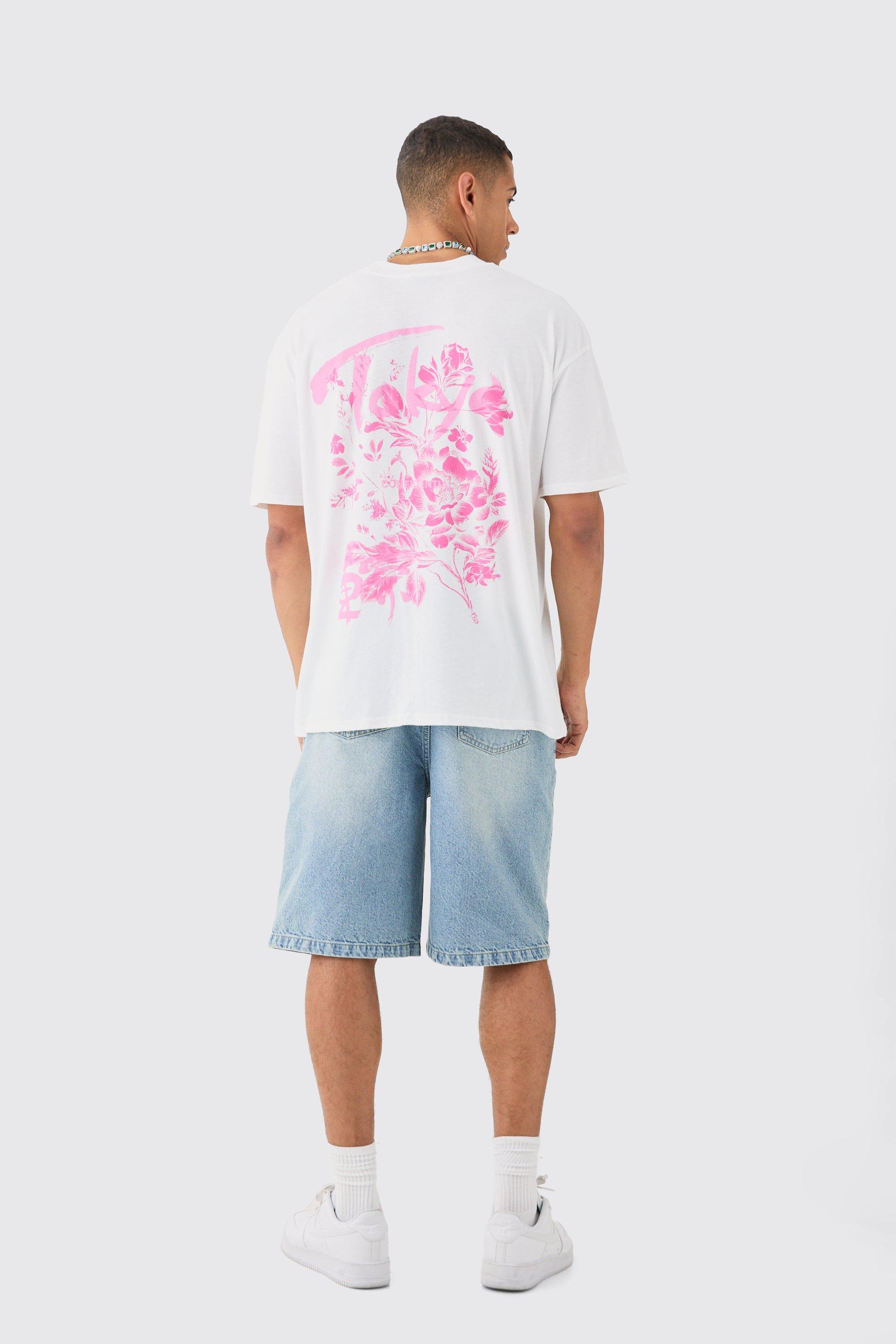 Oversized Tokyo Extended Neck Floral Print T-shirt | boohoo