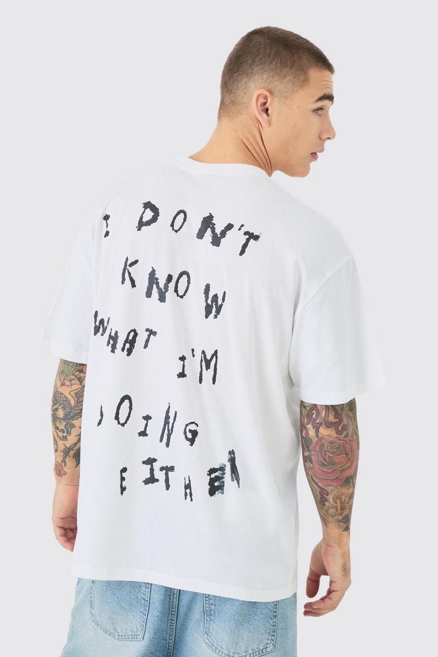 Oversize T-Shirt mit Text-Print, White