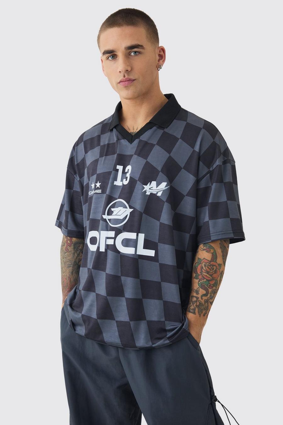 Black Checkerboard OFCL Raglan Football T-shirt image number 1