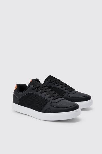 Faux Leather Panel Detail Trainer black