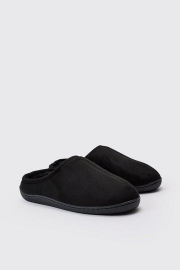 Faux Suede Mule Slippers black