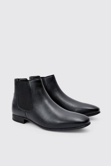 Black Faux Leather Chelsea Boot