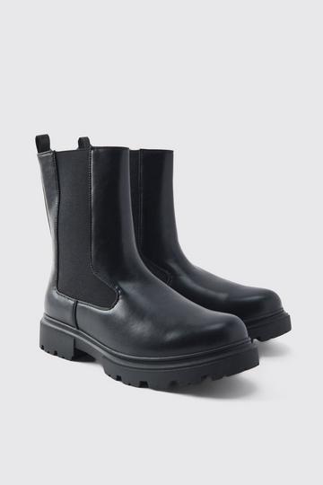 Black Track Sole Chelsea Lug Boot