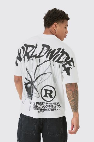 Oversized Over Seam Spider Back Print T-shirt white