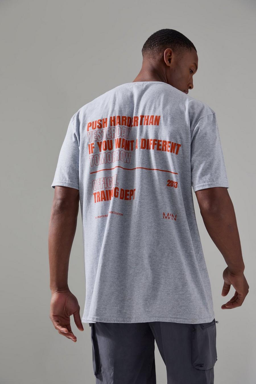 Grey marl Active Oversized Back Print Slogan T-shirt  image number 1