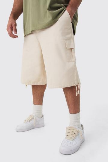 Plus Fixed Waistband Twill Cargo Jort stone