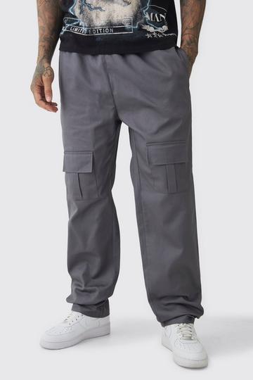 Tall Straight Fit Front Pocket Twill Overdyed Cargo Trouser charcoal