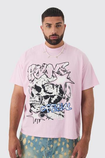 Plus Skull Homme Graphic T-Shirt In Light Pink pink