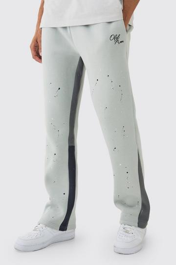 Grey Regular Paint Splatter Printed Gusset Jogger