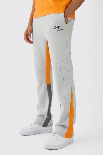 Regular Fit Joggingbroek Met Print, Verfspetters En Gusset grey