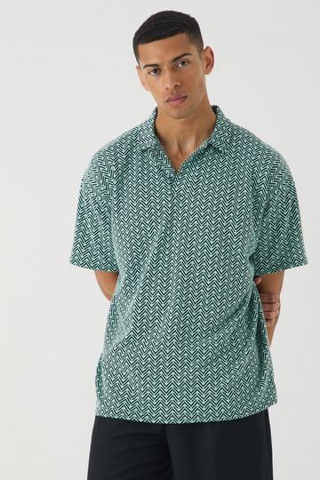 Oversized Gestreepte Polo Met Revers Kraag green