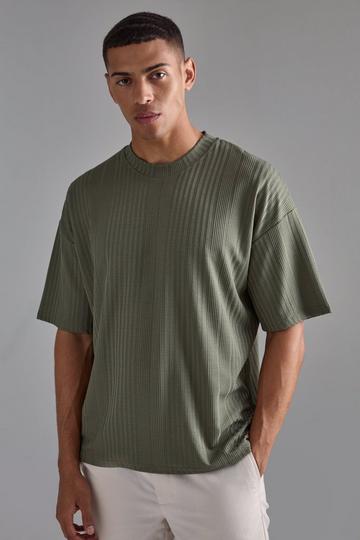 Oversized Textured T-shirt khaki