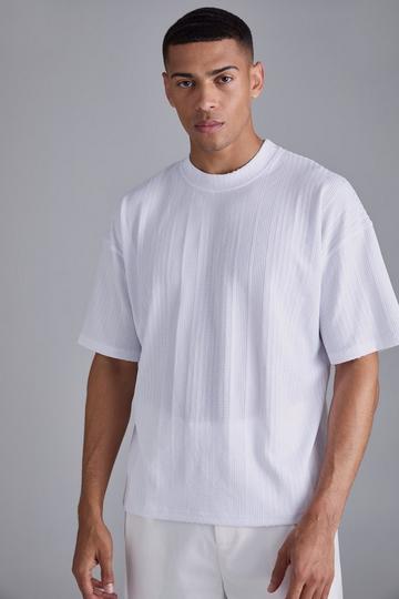 White Oversized Textured T-shirt