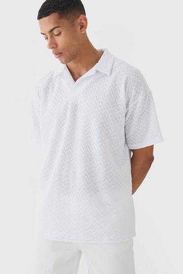 White Oversized Revere Texture Polo