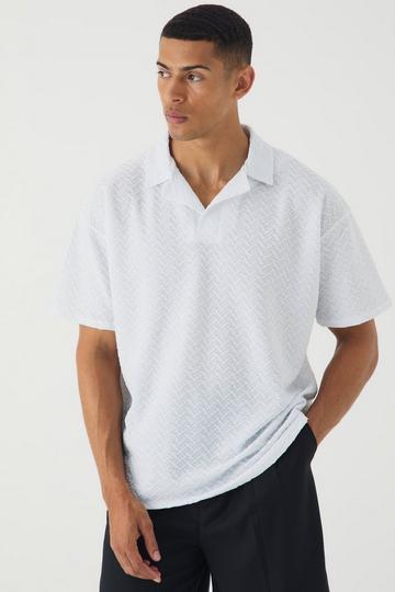 Oversized Revere Texture Polo ecru