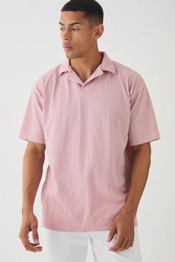 Oversized Revere Texture Polo pink