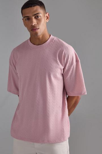 Pink Oversized Textured T-shirt