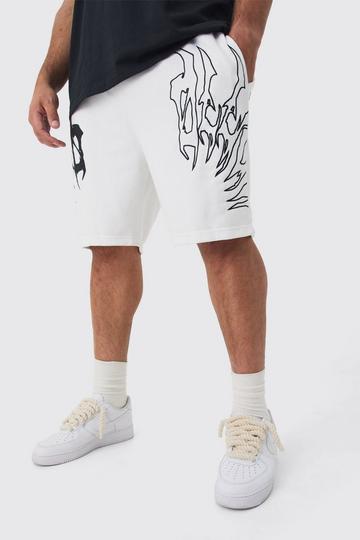 Plus Loose Fit Embroidery Shorts white