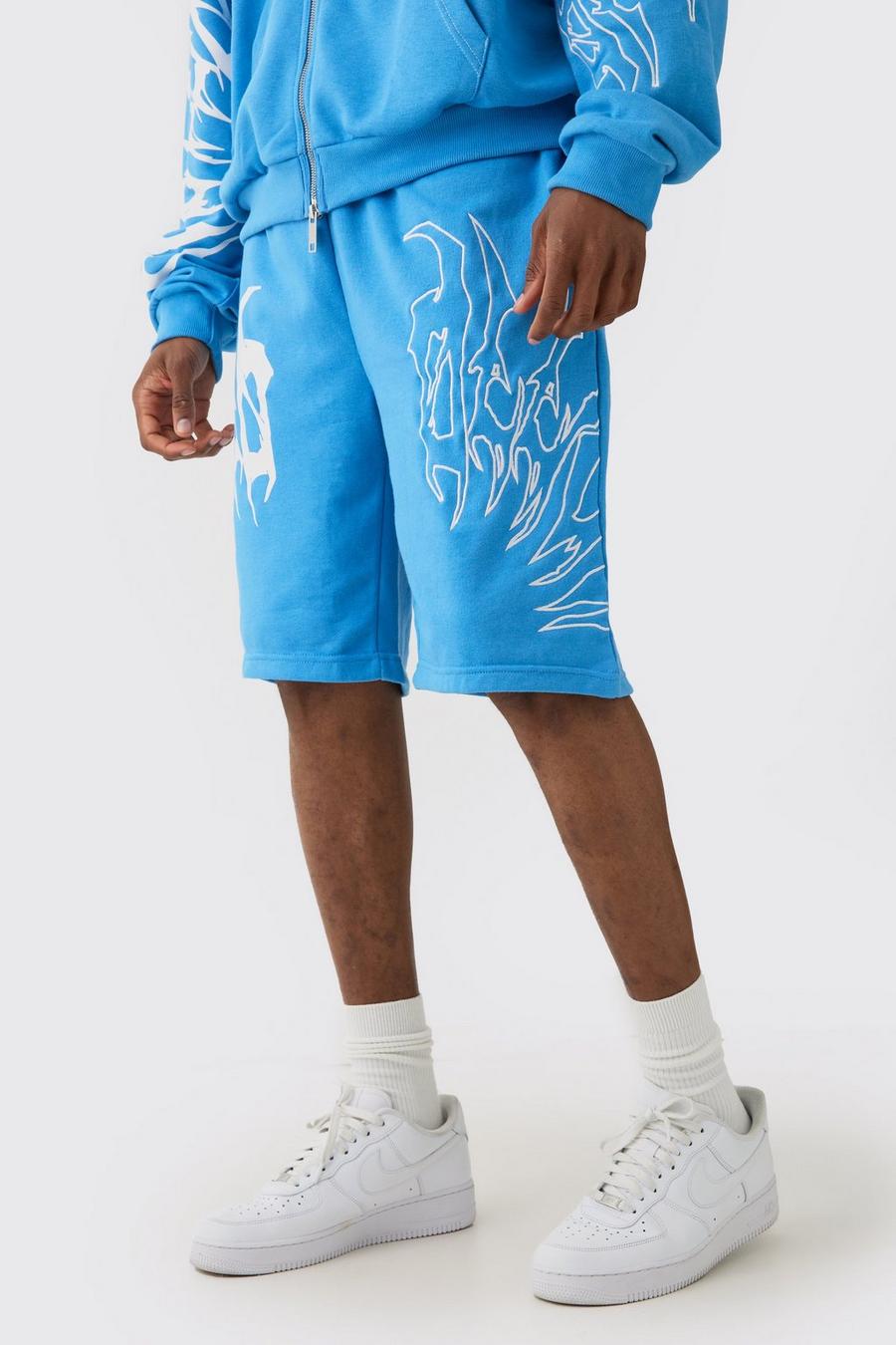 Light blue Tall Loose Fit Embroidery Shorts