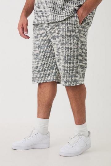 Plus Elasticated Waist Relaxed Jacquard Geo Shorts charcoal