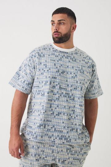 Plus Oversized Jacquard Geo T-shirt blue