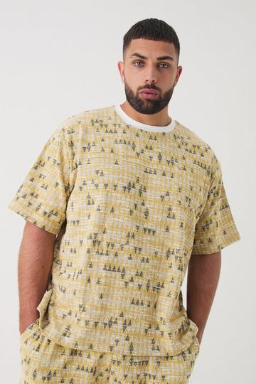 Yellow Plus Oversized Jacquard Geo T-shirt