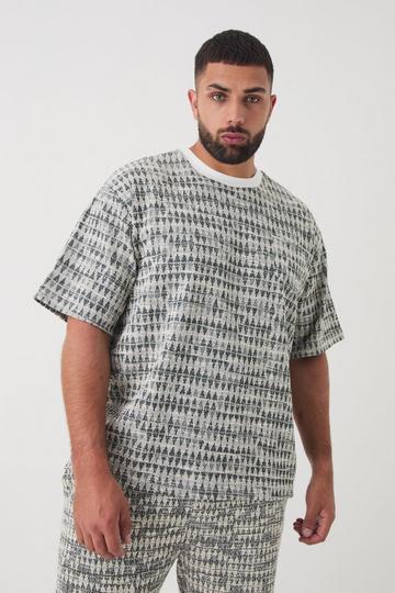 Plus Oversized Jacquard Geo T-shirt charcoal